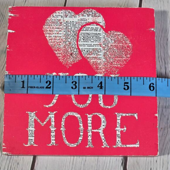 Clever Captions Love You More Hearts Wood Sign Valentine Love Home Decor - Picture 3 of 5